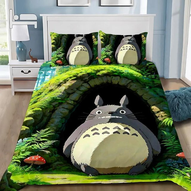 Lodestar Anime Bettwäscheset T-TotoroS mit Bettbezug und Kissenbezug, Farbe: Grün, B: 173 cm, H: 218 cm - Bild 1