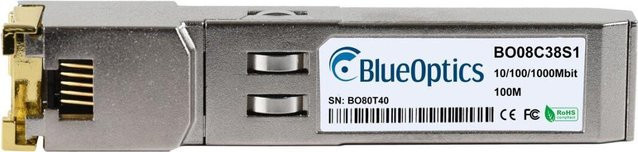 BlueOptics BO08C38S1 SFP Transceiver kompatibel mit Ericsson LG RDH90156/1-R2A, Kupfer RJ45, 10/100/1000BASE-T, 100 Meter, Silber - Bild 1