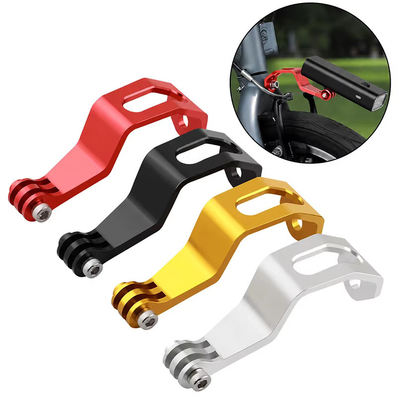 GoPro Basisadapter Aluminium-Vordergabel-Lichthalterung für Faltrad zur Befestigung von Fahrrad-Taschenlampen und Action-Kameras in Schwarz - Bild 4