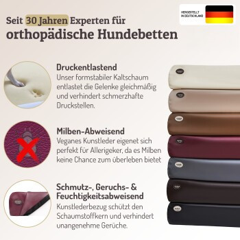 SABRO Hundebett KUDDE aus Kunstleder in Pink mit abnehmbarem Bezug und orthopädischem Schaumstoff - Bild 3