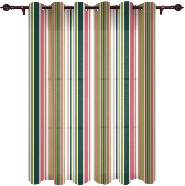 Super Six Moderne Fenster Vorhänge mit Gradienten-Streifen in Grün, semi-transparent, B: 135 cm, H: 245 cm - Bild 1