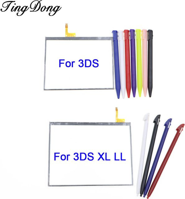 Nintendo Reparaturset für 3DS XL und 3DS LL: Unteres Touchscreen-Display-Glas mit Digitizer und Stylus-Stift in Rot - Bild 1