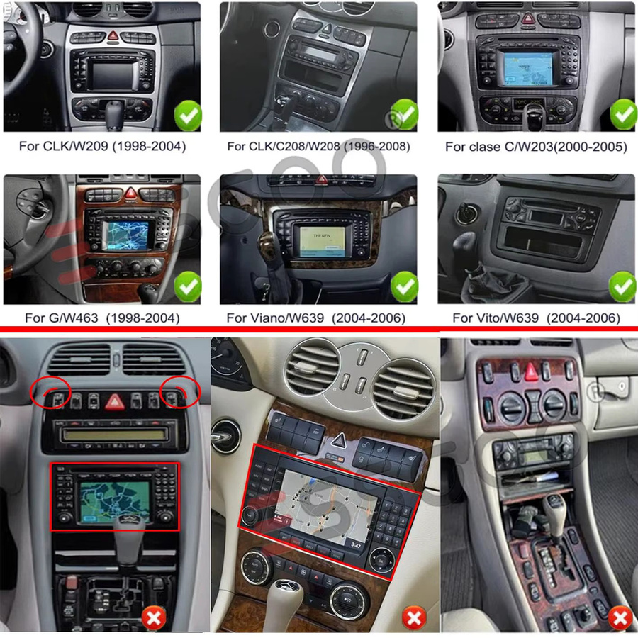 ESSGOO 7-Zoll Android 15 Autoradio für Mercedes-Benz CLK W209 C209 (2002-2004) mit 4+64G, Wireless Carplay, Android Auto, GPS, WLAN und Lenkradsteuerung in Schwarz - Bild 3