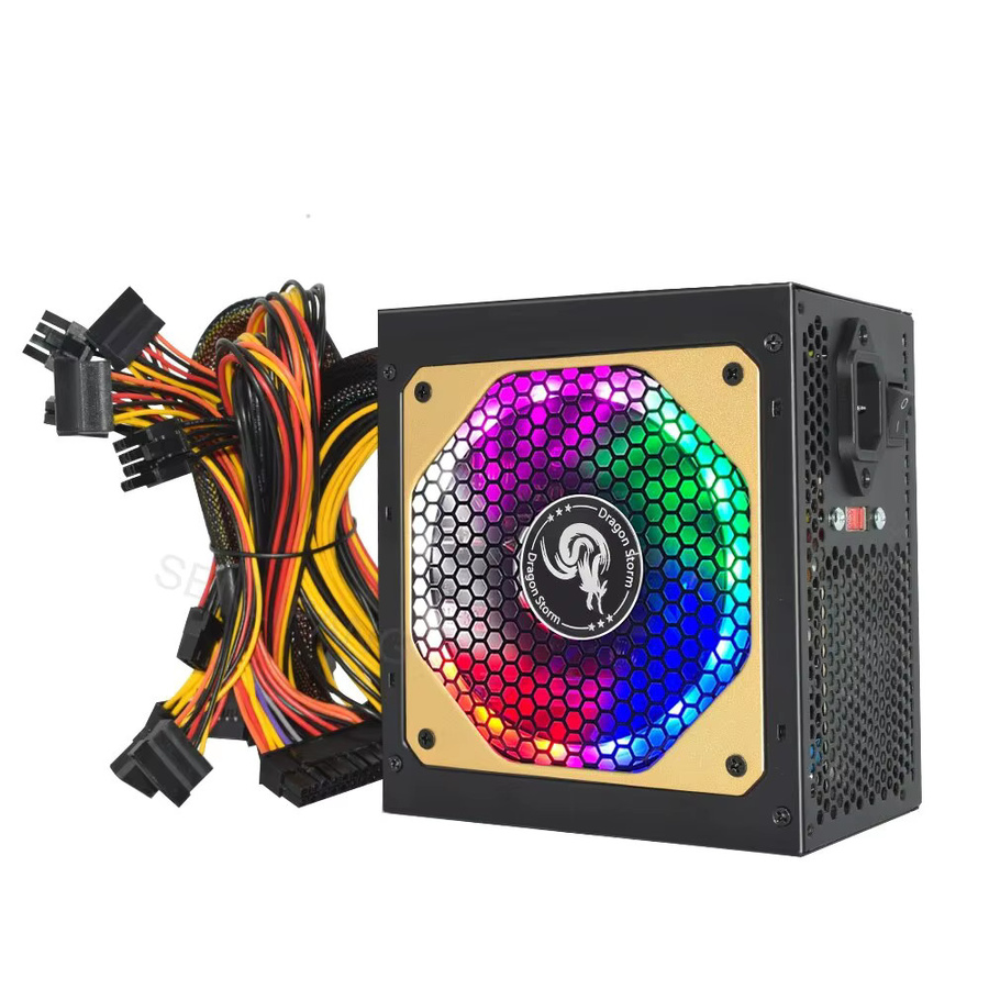 SENLIFANG PC Netzteil mit RGB-Beleuchtung, 400W/600W, Schwarz/Mehrfarbig, B/T/H: 15 x 14 x 8,5 cm - Bild 2