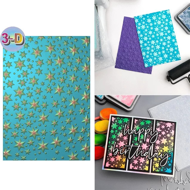 Sterne 3D-Prägeordner mit passenden Matrizen für strukturierte Papierhandwerk-Details und Hochzeitskarten aus Kunststoff - Bild 1