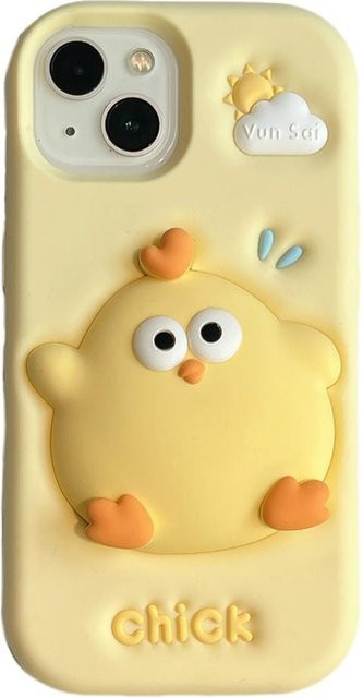Lustige 3D Gelbes Küken Silikon Handyhülle für Apple iPhone 13 14 15 16 Pro Max Plus in Gelb - Bild 1