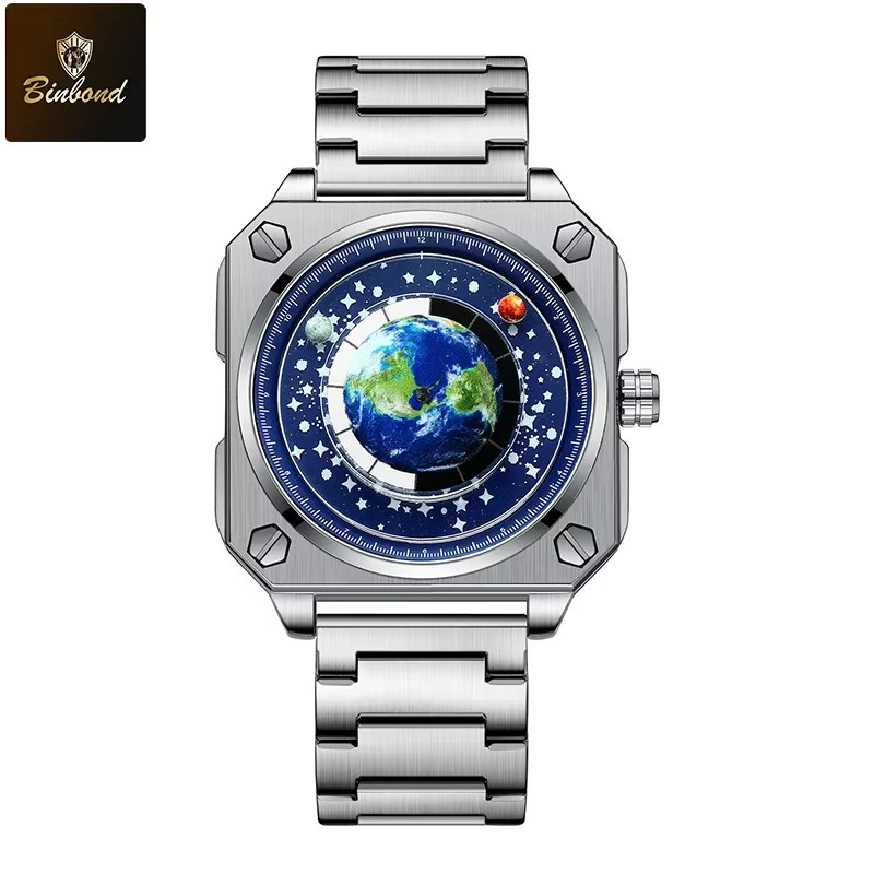 BINBOND Armbanduhr Quarz, Edelstahl, Blau, Herren - Bild 3