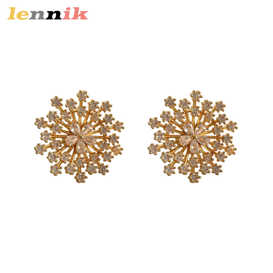 LENNIK Ohrringe, Sonnenblumen-Zirkonia, 18 Karat vergoldetes Kupfer, Damen - Bild 2