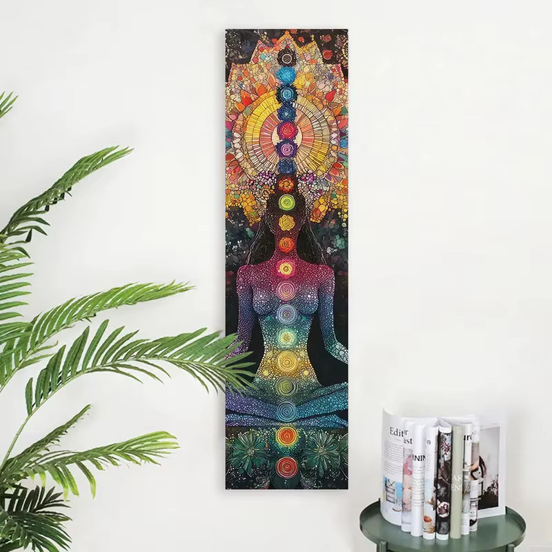 VIKAMA Sieben-Chakren-Wandteppich in Multicolour, spirituelle Wanddekoration im Ethno-Stil, Breite: 150 cm, Tiefe: 40 cm - Bild 3