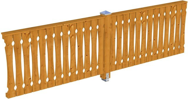 Skan Holz Balkonschalung Seitenwand aus Fichte in Eiche hell lasiert, B: 355 cm, H: 96 cm - Bild 1