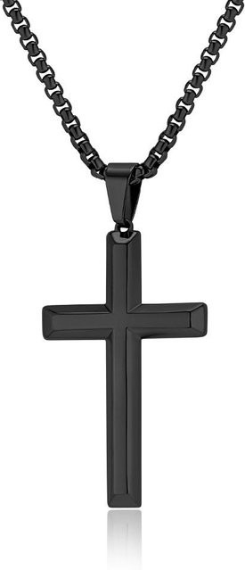 YIRAN Jewelry Halskette mit Kreuz, Edelstahl, Schwarz, Unisex - Bild 1