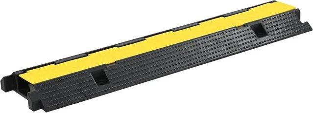 DELUKE Kabelbrücke LOTA 3 Kanäle aus Gummi in Gelb-Schwarz als Überfahrschutz und Bodenschwelle für PKW und LKW, B/T/H: 93 x 49 x 7 cm - Bild 1