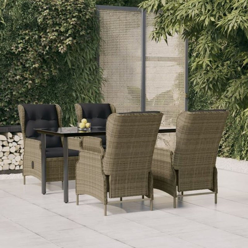 5-tlg. Gartenmöbel-Set Vidaxl aus Polyrattan in Braun und Schwarz - Bild 1
