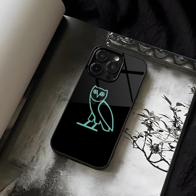 Handyhülle Drake O-OvO Eule Sänger für iPhone 11 12 13 14 15 16 17 Pro Max Plus Mini X XR SE 2020 mit gehärtetem Glas in Schwarz - Bild 1