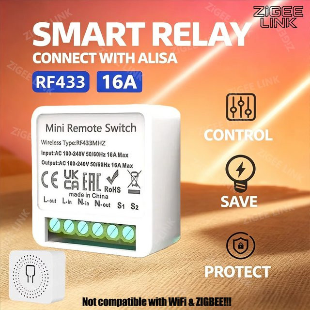 Shine-tale Smart Switch Mini RF 433 MHz Drahtlose Fernbedienung Lichtschalter mit 16A Relais-Empfänger und Automatisierungsmodul für LED-Lampen in Weiß - Bild 1