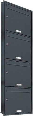 AL Briefkasten für 4 Parteien, Unterputzmontage, grau, B/H/T: 42,5 x 140,8 x 11,6 cm - Bild 1