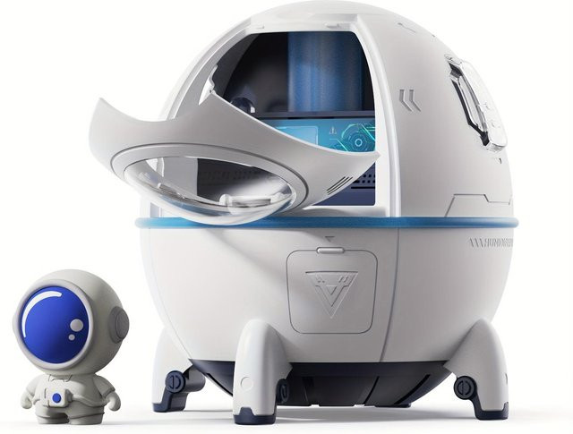 Super Six Mini-Luftbefeuchter Weltraumkapsel mit LED-Licht und Aroma-Diffusor, Weiß, 220 ml - Bild 1