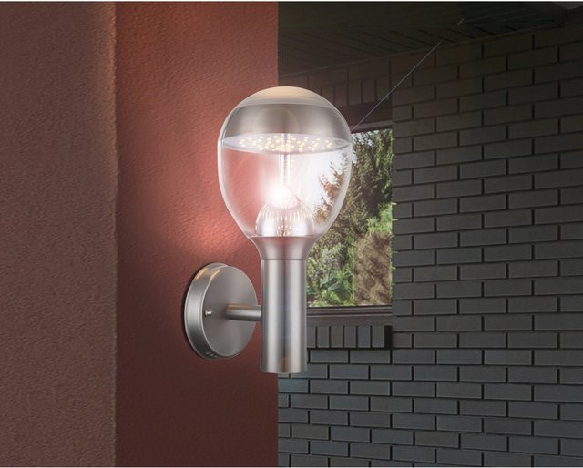 GLOBO LIGHTING LED-Außenwandleuchte CALLISTO aus Edelstahl in Silberfarben mit Leuchtmittel - Bild 4
