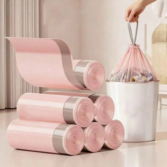 MTMA Einweg-Müllbeutel für das Badezimmer, 50 Stück pro Rolle, Rosa und Beige - Bild 1
