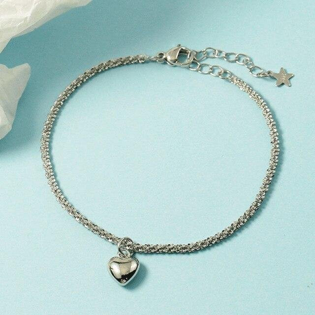 Armband 925 Sterling Silber, Quaste Herz Charm, Damen - Bild 1