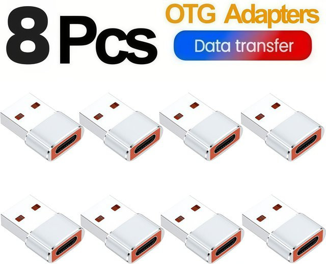 USB zu USB-C Adapter für Schnellladung und Datenübertragung mit 480Mbps in Weiß und Silber - Bild 1
