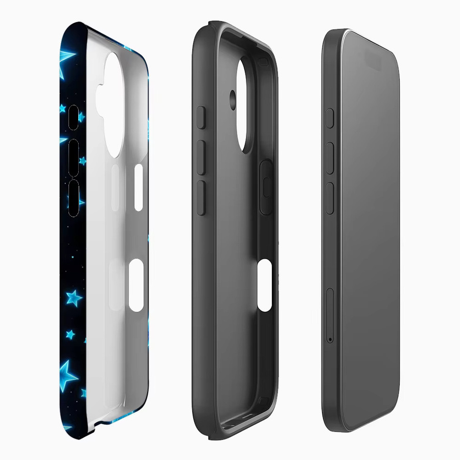 Potdemiel Neonblaue Stern-Handyhülle für iPhone 17 16 15 14 13 Pro Max Plus mit Magnetfunktion und robustem Doppelschicht-Schutz - Bild 2