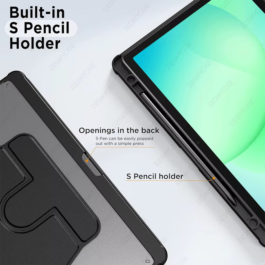 Schutzhülle für Samsung Galaxy Tab A9 und Tab A11 Plus 11 SM-X210 X230 mit Stifthalter und 360 Grad drehbarem Ständer in Transparent, Purple oder Black - Bild 4
