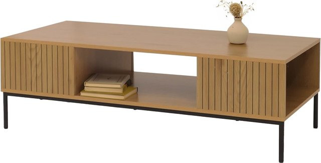 MCW Couchtisch O39 in Braun mit Lamellen-Design aus Melamin MDF, B/T/H: 120 x 39 x 60 cm - Bild 1