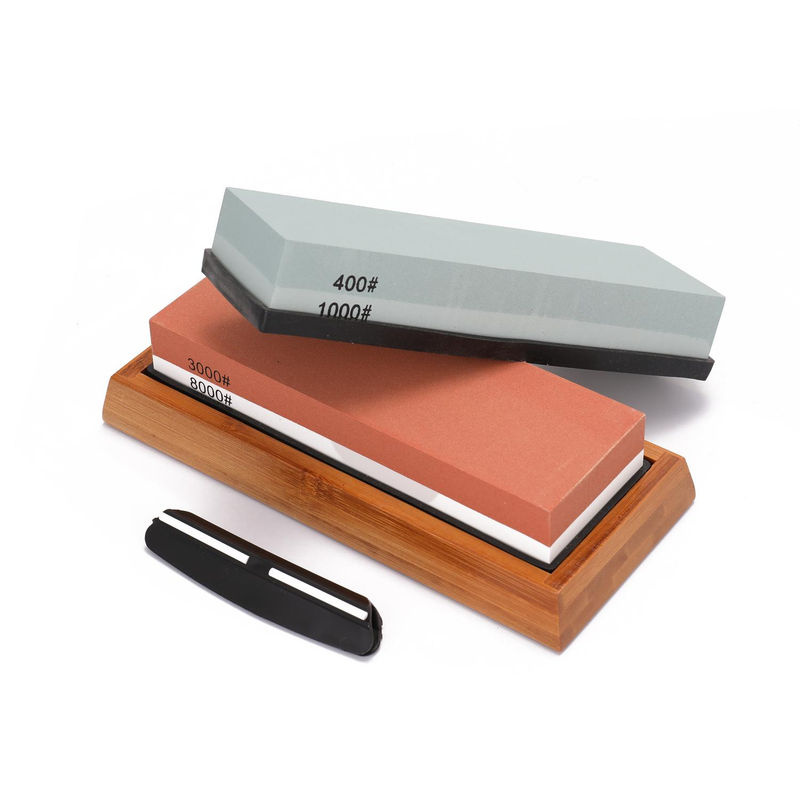 Aimo Premium Wetzstein Schärfstein Set mit rutschfestem Sockel in Grau - Bild 4