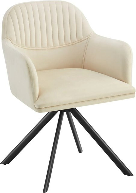 tectake Samt-Drehstuhl gepolstert 360 Grad drehbar mit Stahlbeinen B/T/H: 56 x 59 x 81 cm - Bild 2