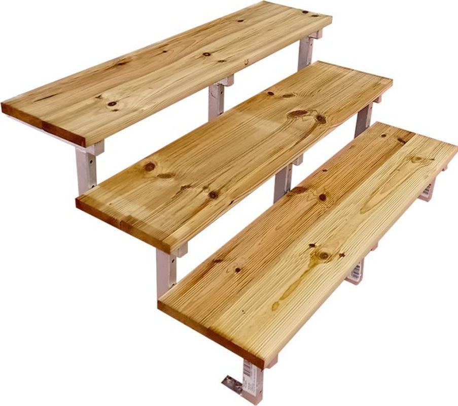 Vinuovo Oslo Gartentreppe aus Stahl und Holz in Braun, 3 Stufen, Breite: 160 cm, Höhe: 54 cm - Bild 1