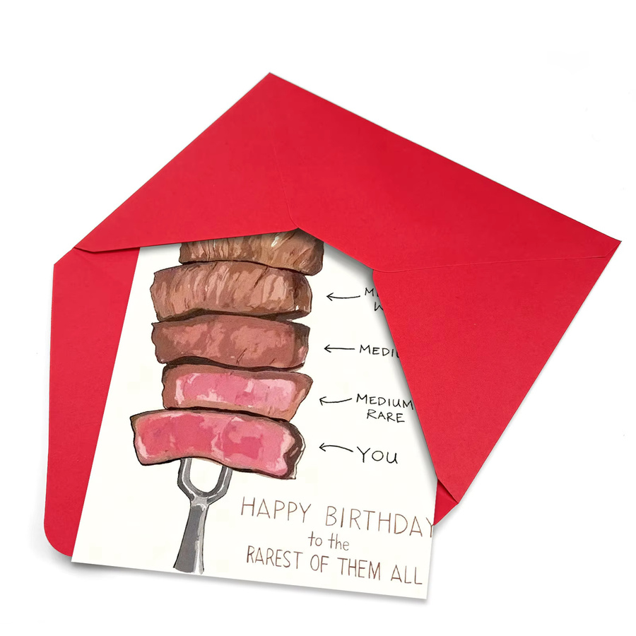 Faltbarer Geburtstagskartenumschlag mit Steak-Design für handgeschriebene Grüße und Party-Dekoration - Bild 3