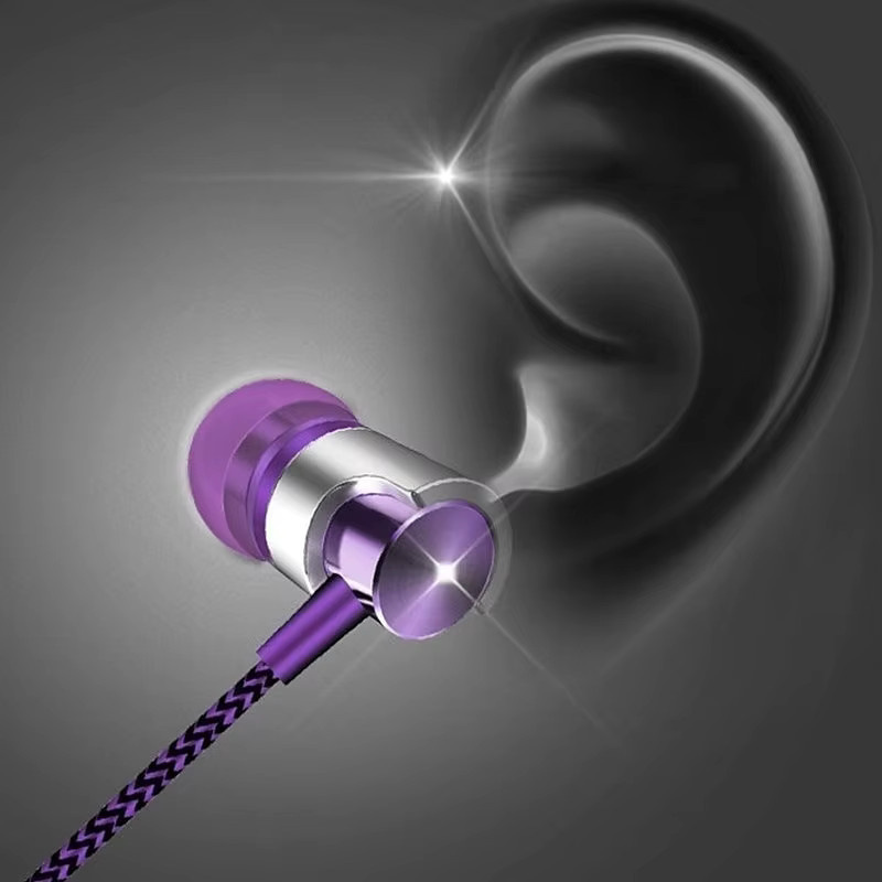 In-Ear Headset mit 3,5mm Klinkenanschluss in Lila für HIFI Stereo Musik und Gaming mit HD Mikrofon - Bild 2
