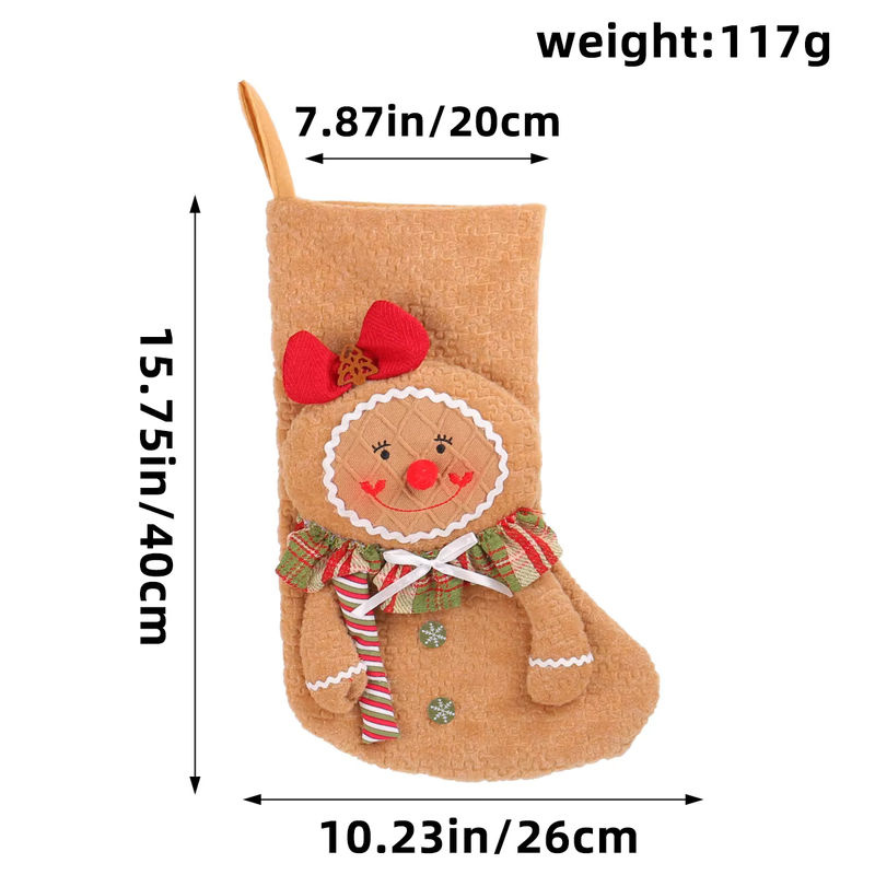 Hängende Lebkuchenmann Stoffpuppe als Weihnachtsdekoration in mehrfarbigem Landhaus-Design - Bild 4