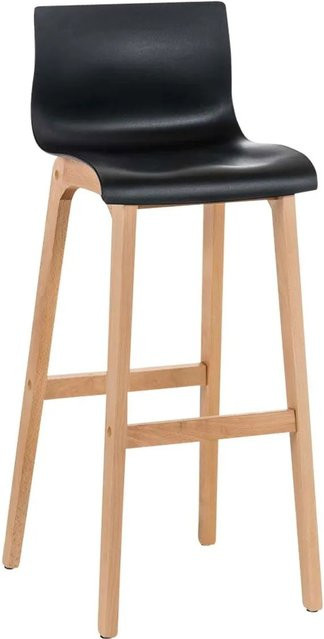 DELUKE Barhocker DELHI Barstuhl mit Lehne aus Buchenholz und Kunststoff in Schwarz - Bild 1