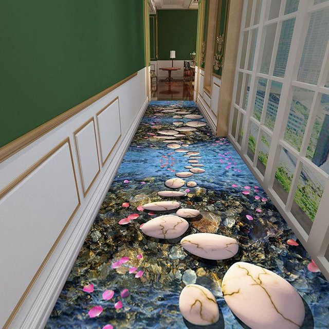 WTEMPO 3D Korridor Teppich mit abstraktem Design, rutschfest, mehrfarbig, B/T: 100 x 400 cm - Bild 1