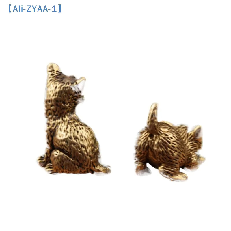 JETTING Katzenfigur aus Messing in Gold, Vintage Tier-Statue als dekorative Miniatur für den Schreibtisch - Bild 3