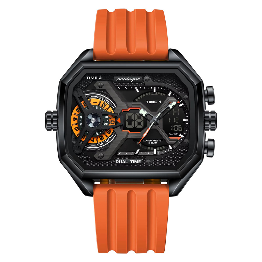 POEDAGAR Armbanduhr, Quarz, Silikon, Schwarz, Herren - Bild 7