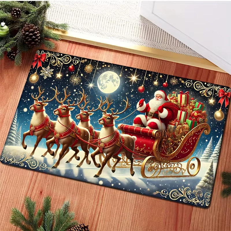 VIKAMA Weihnachtsteppich wetterfest, rechteckig, mehrfarbig, B/T: 60 x 40 cm - Bild 1