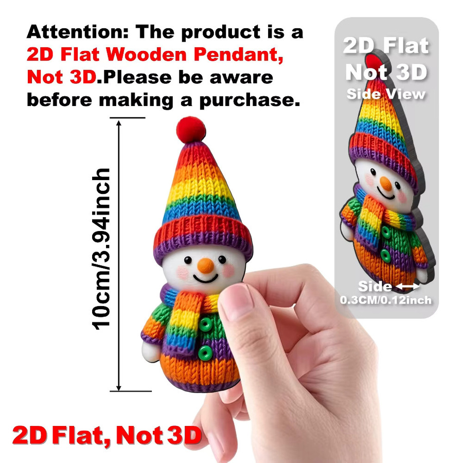 DUTRIEUX 16er Set bunte Schneemann Holzornamente als hängende Weihnachtsbaumdekoration - Bild 5