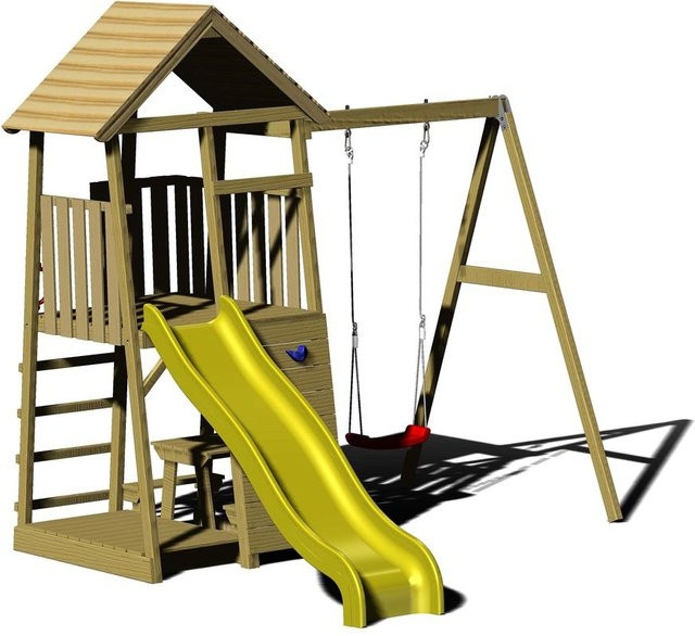 Wendi Toys Kletterspielturm Pelikan in Natur und Braun mit Gelb und Multicolour, B/H/T: 270 x 270 x 280 cm - Bild 5