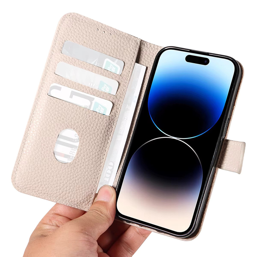 Sturzsichere Kunstleder-Handyhülle für Samsung A56 A36 A25 A42 A23 A13 A12 A05 A03 mit Magnetverschluss und Kartenfächern in Schwarz oder Beige - Bild 3