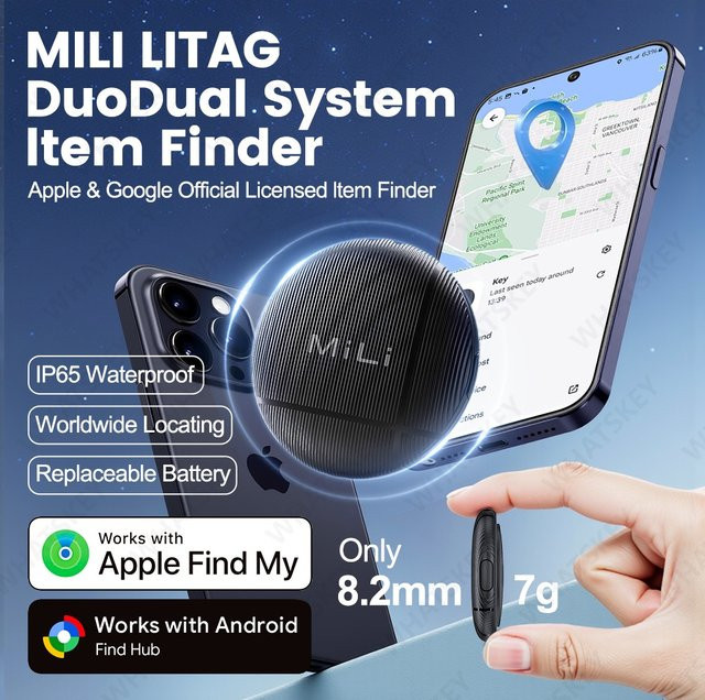 Peocke Dual-System GPS-Tracker für Google und Apple Find My, Tragbarer Smart Activity Tracker in Schwarz - Bild 1