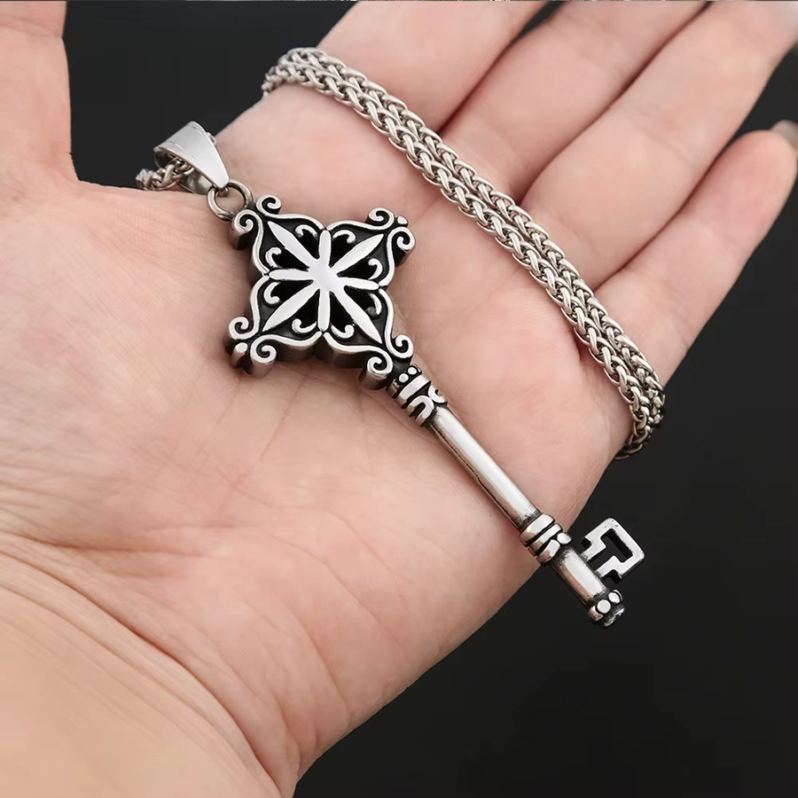 NORTHMAN Halskette mit Schlüssel Anhänger, Edelstahl, Silber, Unisex - Bild 3