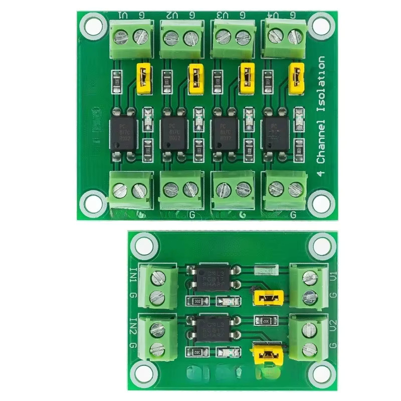 AITEXM ROBOT PC817 4-Kanal-Optokoppler-Isolationsplatine Spannungswandler-Adapter 3,3 V auf 5 V Modul in Grün - Bild 4