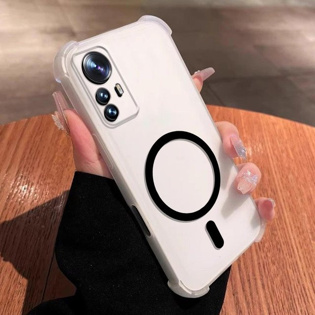 Stoßfeste Handyhülle mit Magnetfunktion und Airbag-Ecken für Xiaomi 12T Pro, 12 Pro, 12, 12X in Matt Weiß - Bild 1