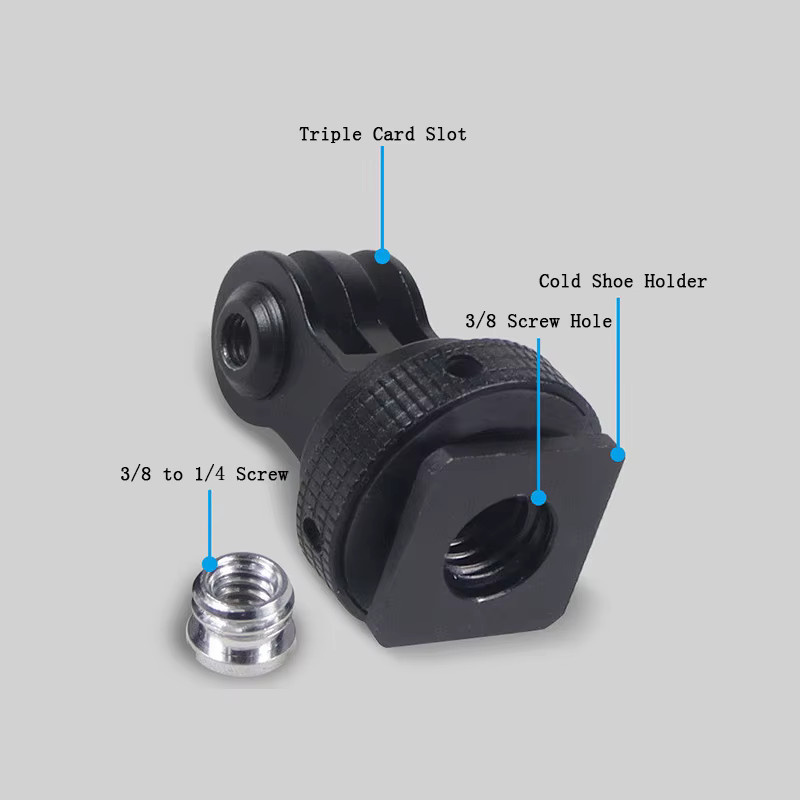 SZKOSTON Blitzschuh-Montageadapter aus Aluminium in Schwarz für GoPro, Insta360 und DJI Osmo Action - Bild 3