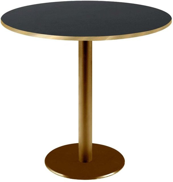 RestooTab Tisch Rome rund mit schwarzer Platte und goldmetallic Gestell, H: 75 cm, Ø: 70 cm - Bild 1