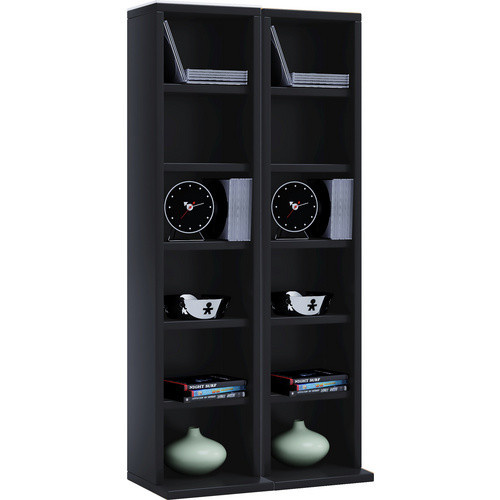VCM Milano CD DVD Regal in Schwarz aus Holzwerkstoff mit 10 variablen Einlegeböden, B: 42 cm, H: 92 cm, T: 20 cm - Bild 3