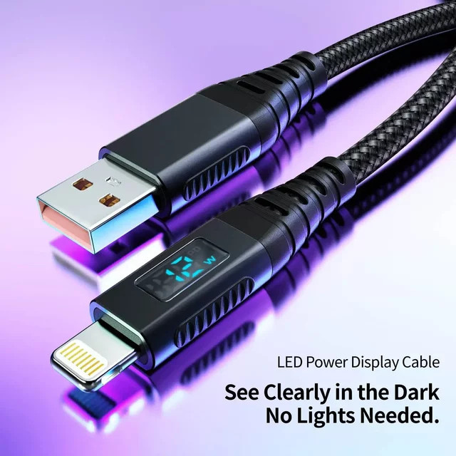 LAIHONEN MFi-zertifiziertes USB-zu-Lightning Schnellladekabel in Schwarz, Länge: 1,8 m, für iPhone 14/13/12 Serie und Lightning-Geräte - Bild 1